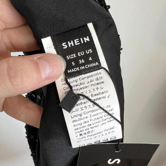 Brand New Shein Women Small 4 Black Sequin Strapless Eveningwear Slip Dress Gown - Picture 6 of 14